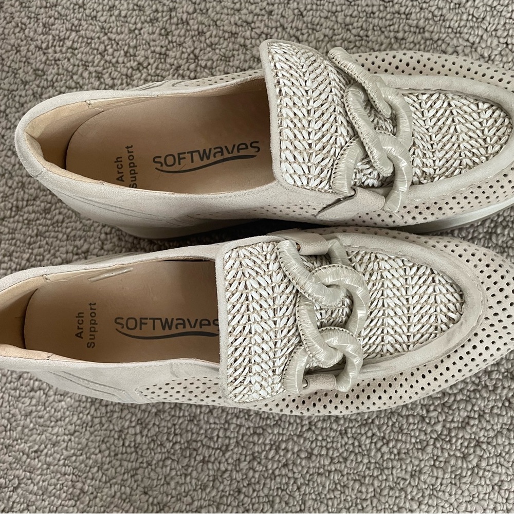 Softwaves Cream Braided Chain Loafers